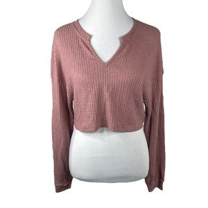 Shein Long Sleeve Crop Top Mauve Size Medium